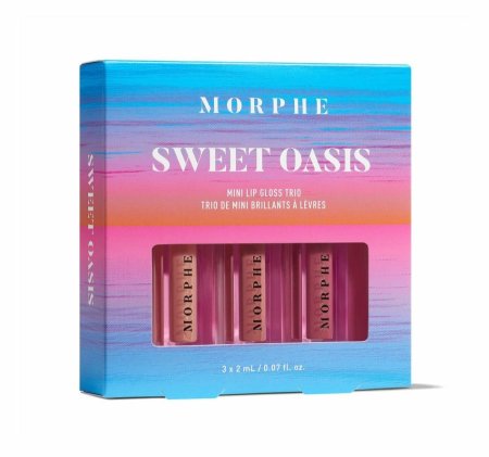 Morphe Sweet Oasis Mini Lip Gloss Trio Shimmering Golden Pink Apricot Rose BNIB